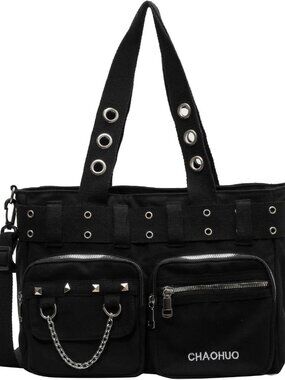 Steampunk Goth Messenger Bag, Fashion Punk Gothic Shoulder Bag
